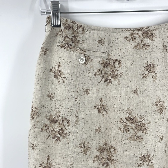 Vintage 90’s Y2k Laura Ashley 100% Linen Floral Skirt Size US 6 - Picture 4 of 7